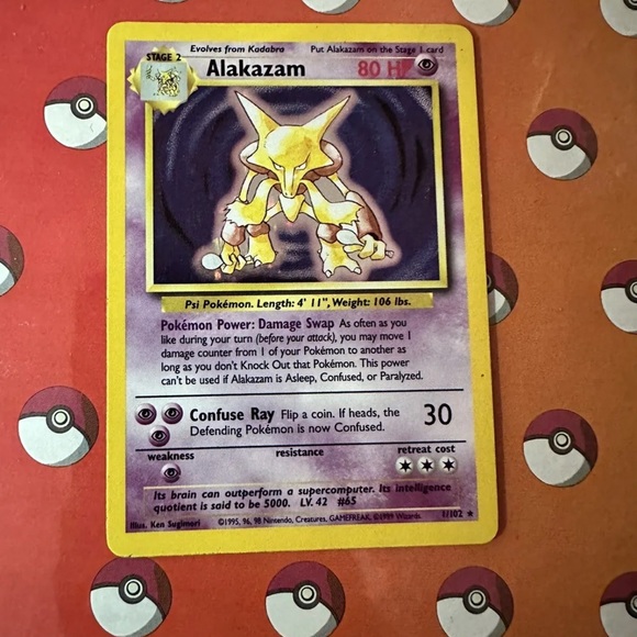 1 102 pokemon card - Base Set - Alakazam If heads Nidoking (Card #11/102) Pokemon Unlimited